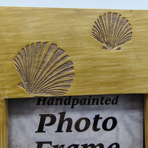Seashell Photo Frame Hand Painted 3.5x3.5 Polyresin Coastal Beach Decor Ocean - Picture 7 of 15